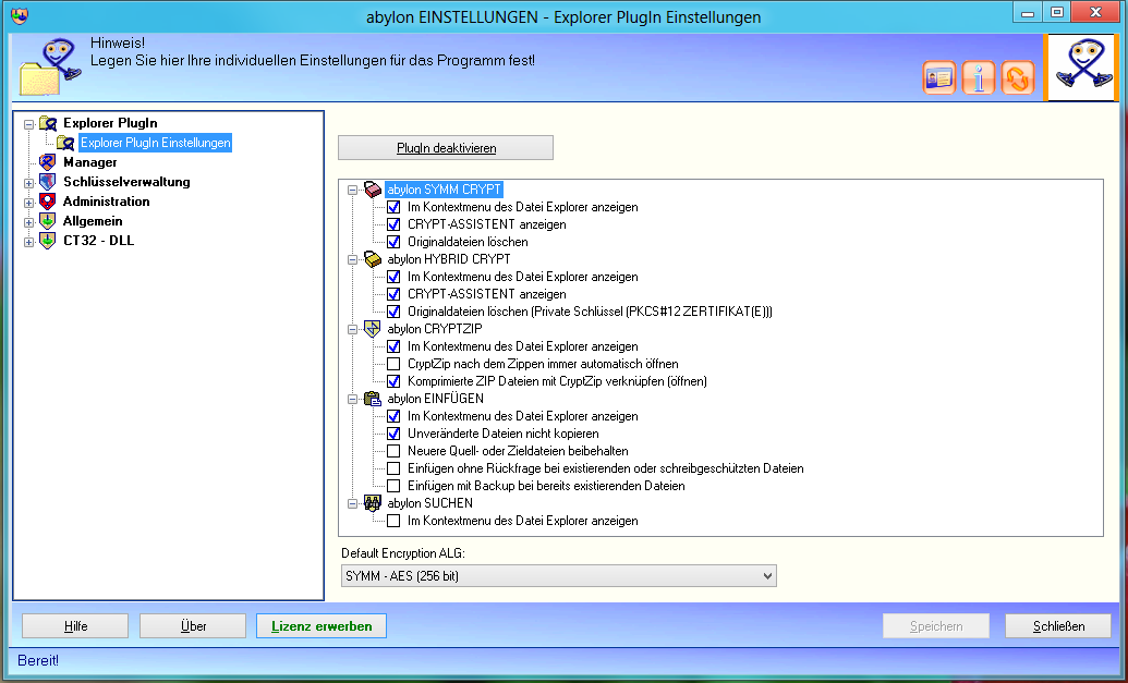 Screenshot: Windows7-Version10 16 Einstellungen Explorer-Plugin-einstellungen.PNG