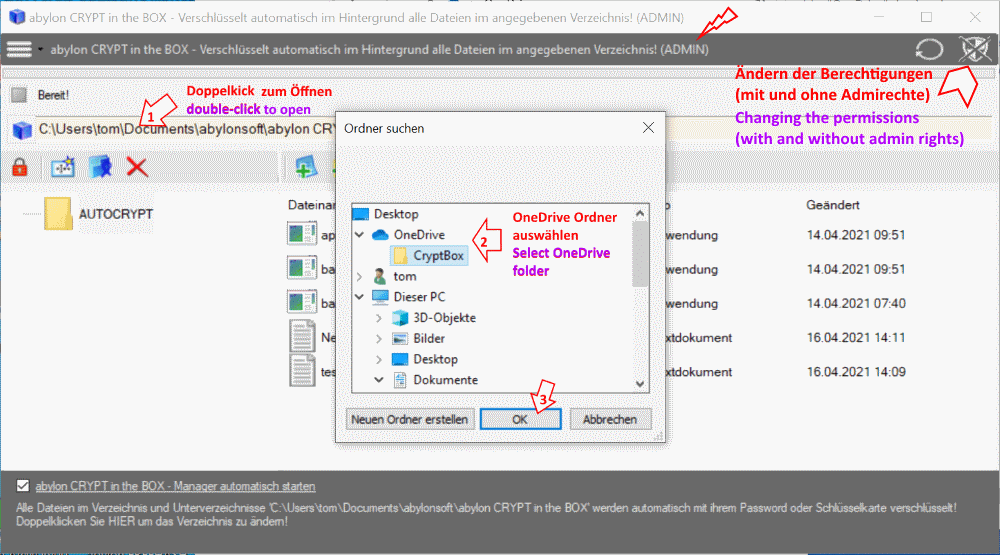 CRYPT in the BOX: Instructions for changing the Autocrypt folder