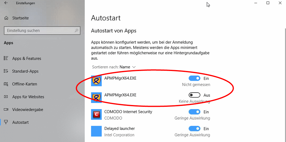 Win 10 settings: Prevent double start of the Manager-Tray in Autostart